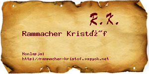 Rammacher Kristóf névjegykártya